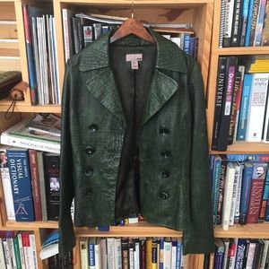 H&M Real Leather Embossed Croc Jacket Size 4